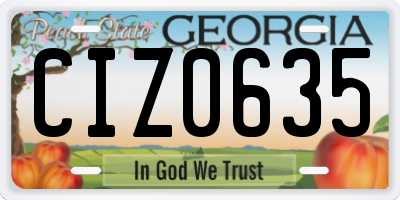 GA license plate CIZ0635