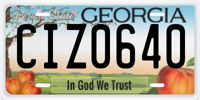GA license plate CIZ0640