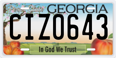 GA license plate CIZ0643