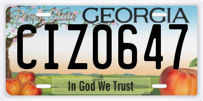GA license plate CIZ0647
