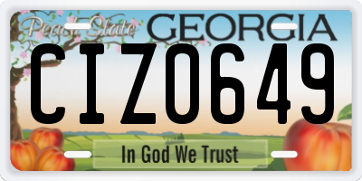 GA license plate CIZ0649