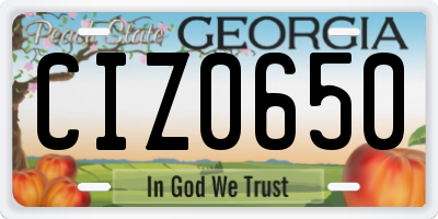 GA license plate CIZ0650