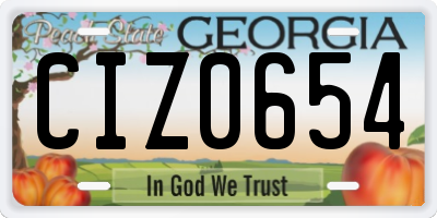 GA license plate CIZ0654