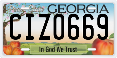 GA license plate CIZ0669