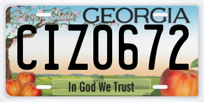 GA license plate CIZ0672