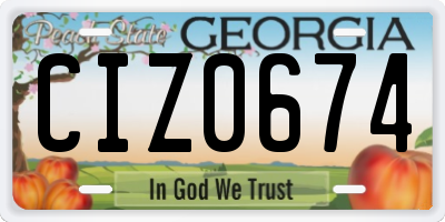 GA license plate CIZ0674