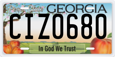 GA license plate CIZ0680