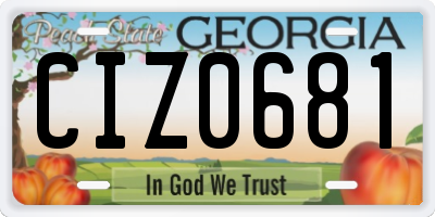 GA license plate CIZ0681