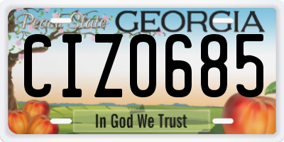 GA license plate CIZ0685