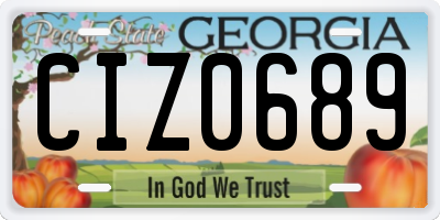 GA license plate CIZ0689
