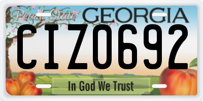 GA license plate CIZ0692