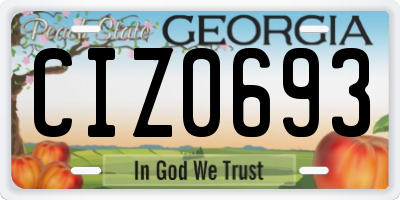 GA license plate CIZ0693