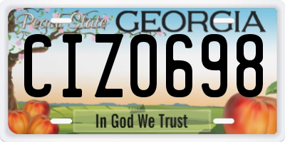 GA license plate CIZ0698
