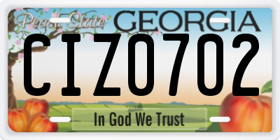 GA license plate CIZ0702