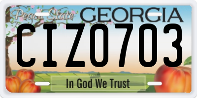 GA license plate CIZ0703