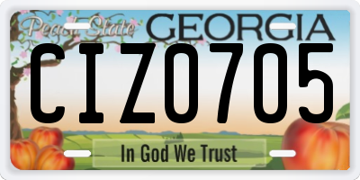 GA license plate CIZ0705