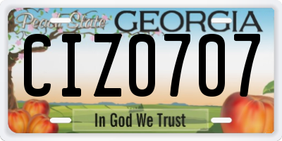 GA license plate CIZ0707