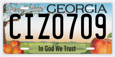 GA license plate CIZ0709