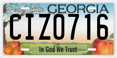 GA license plate CIZ0716