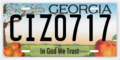 GA license plate CIZ0717