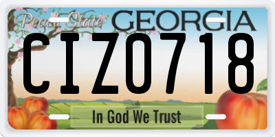 GA license plate CIZ0718