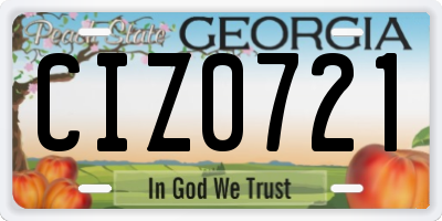 GA license plate CIZ0721