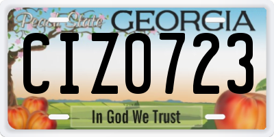 GA license plate CIZ0723