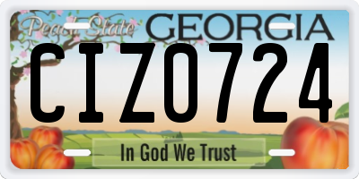 GA license plate CIZ0724