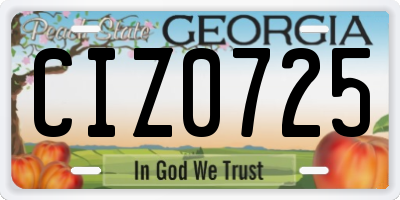 GA license plate CIZ0725