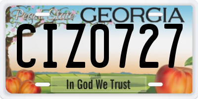 GA license plate CIZ0727