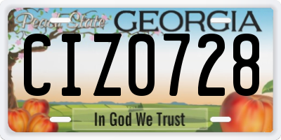 GA license plate CIZ0728