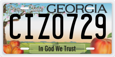 GA license plate CIZ0729