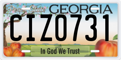 GA license plate CIZ0731