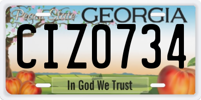 GA license plate CIZ0734