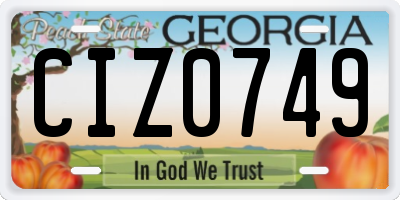 GA license plate CIZ0749