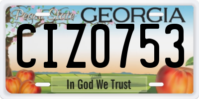 GA license plate CIZ0753