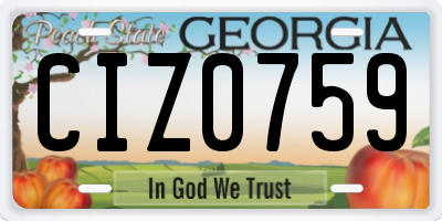 GA license plate CIZ0759