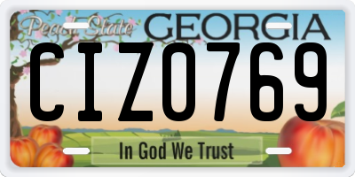 GA license plate CIZ0769