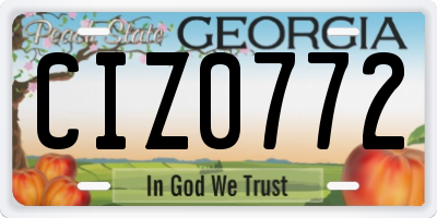 GA license plate CIZ0772