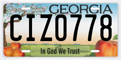 GA license plate CIZ0778