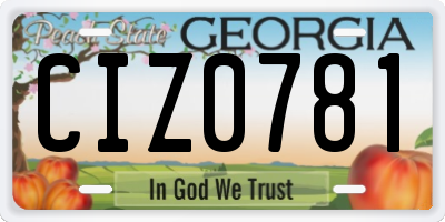 GA license plate CIZ0781