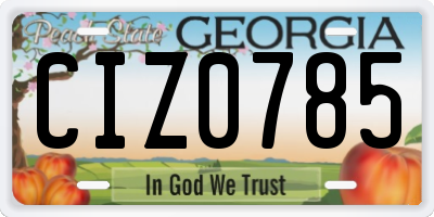 GA license plate CIZ0785