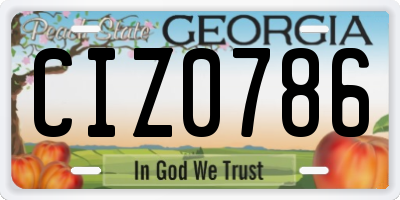 GA license plate CIZ0786