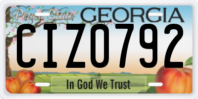 GA license plate CIZ0792
