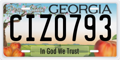 GA license plate CIZ0793