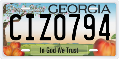 GA license plate CIZ0794