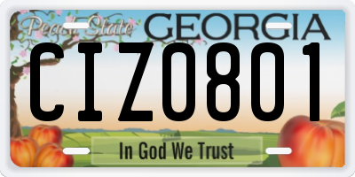 GA license plate CIZ0801