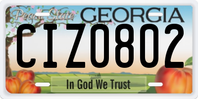 GA license plate CIZ0802