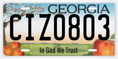 GA license plate CIZ0803