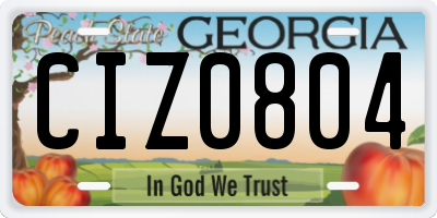 GA license plate CIZ0804